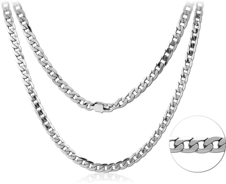 316L STAINLESS STEEL NECKLACE CURB CHAIN WITH LOBSTER CLASP FLAT LINKS