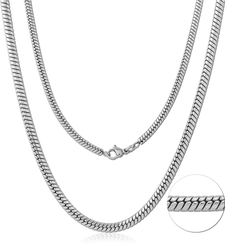 STAINLESS STEEL NECKLACE FLAT CURB CHAIN