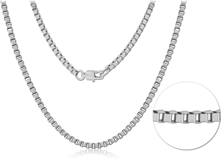 STAINLESS STEEL NECKLACE SQUARE BOX LINK CHAIN