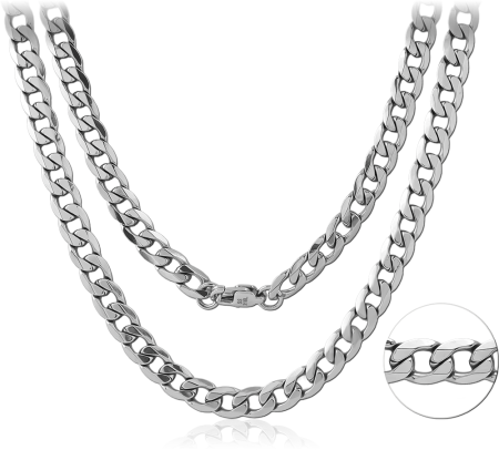 316L STAINLESS STEEL NECKLACE BOLD CURB CHAIN POLISHED FINISH