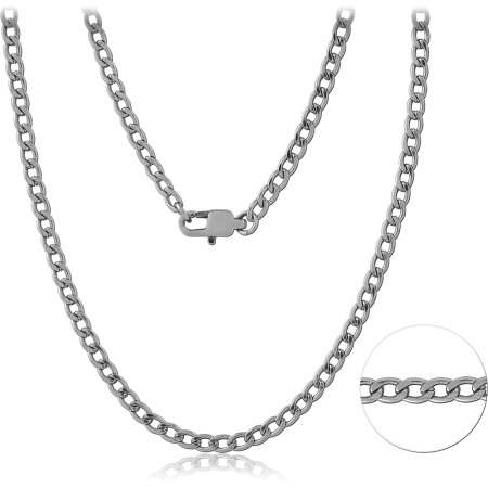 316L STAINLESS STEEL NECKLACE FINE CURB CHAIN POLISHED FINISH