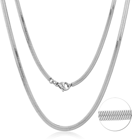 316L STAINLESS STEEL NECKLACE HERRINGBONE CHAIN POLISHED FINISH