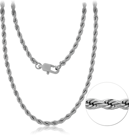 316L STAINLESS STEEL NECKLACE ROPE CHAIN POLISHED FINISH