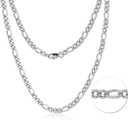 316L STAINLESS STEEL NECKLACE LONG AND SHORT CABLE CHAIN POLISHED FINISH