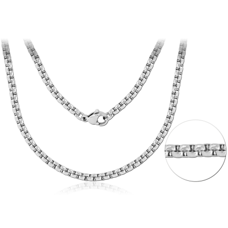 STAINLESS STEEL NECKLACE  ROUND BOX CHAIN ROLL SIZE 3MM WITH LOBSTER LOCKER SIZE 10MM