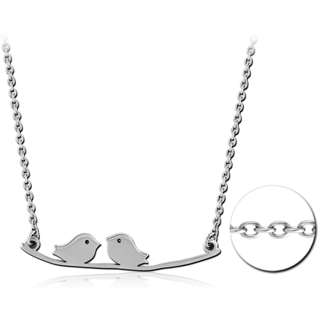 SURGICAL STEEL NECKLACE WITH PENDANT - TWO BIRDS