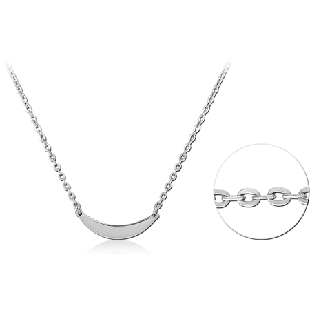 316L SURGICAL STEEL NECKLACE CURVED BAR PENDANT MINIMAL POLISHED FINISH DESIGN