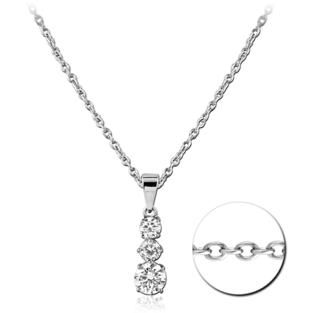 SURGICAL STEEL NECKLACE JEWELED PENDANT