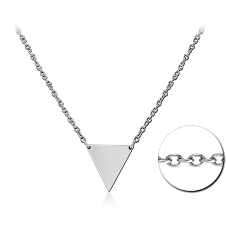 316L SURGICAL STEEL NECKLACE INVERTED TRIANGLE PENDANT SIMPLE POLISHED FINISH