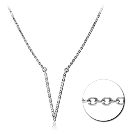 SURGICAL STEEL NECKLACE WITH JEWELED PENDANT