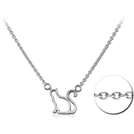 316L SURGICAL STEEL NECKLACE CAT SILHOUETTE PENDANT