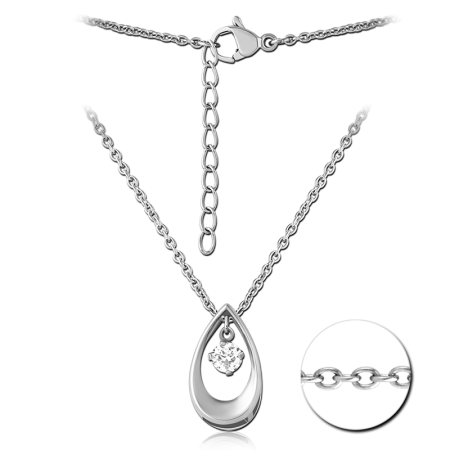 316L SURGICAL STEEL JEWELED NECKLACE WITH PENDANT