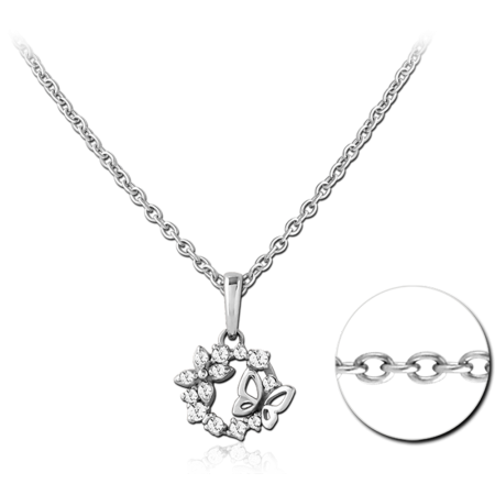 316L SURGICAL STEEL NECKLACE WITH JEWELED PENDANT