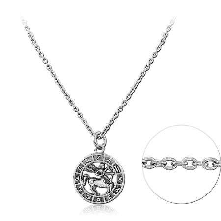 316L SURGICAL STEEL NECKLACE WITH ROUND OPENWORK CRAB ZODIAC MEDALLION PENDANT