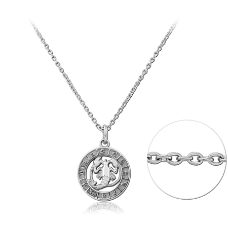 316L SURGICAL STEEL NECKLACE WITH ROUND OPENWORK SCORPION ZODIAC MEDALLION PENDANT