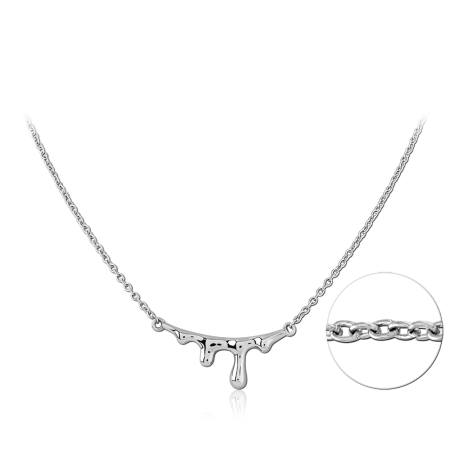 316L SURGICAL STEEL NECKLACE POLISHED DRIPPING MELT BAR PENDANT CENTERPIECE DESIGN