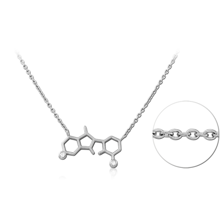 316L SURGICAL STEEL NECKLACE MOLECULE STRUCTURE PENDANT WITH CLEAR GEM ACCENTS