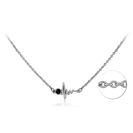 316L SURGICAL STEEL NECKLACE MINIMAL HEARTBEAT WAVE BAR PENDANT CENTERPIECE DESIGN