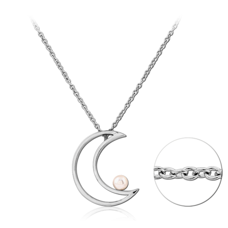 SURGICAL STEEL NECKLACE WITH PENDANT - CRESCENT