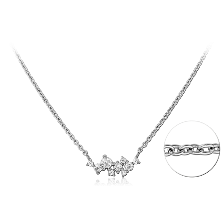 316L SURGICAL STEEL NECKLACE CLEAR GEM CONSTELLATION CLUSTER PENDANT POLISHED