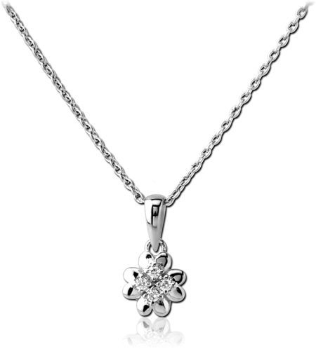 STERLING SILVER 925 JEWELED NECKLACE WITH PENDANT - FLOWER