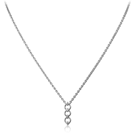STERLING SILVER 925 NECKLACE Y DROP INTERLOCKING CIRCLES PENDANT ON CABLE CHAIN
