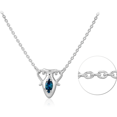 STERLING SILVER 925 PLATED  JEWELED NECKLACE WITH PENDANT