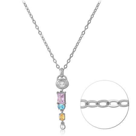 STERLING SILVER 925 JEWELED NECKLACE WITH PENDANT