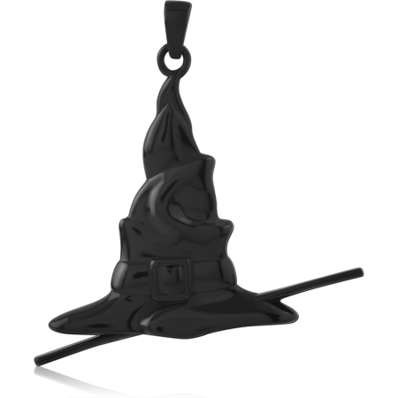 BLACK PVD COATED SURGICAL STEEL PENDANT WITCH HAT BUCKLE DETAIL