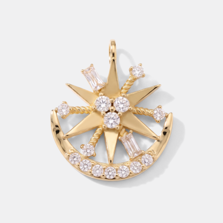 STERLING SILVER 925 GOLD PLATED 14K JEWELED PENDANT