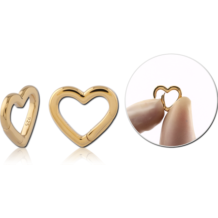 GOLD PLATED 18K STERLING SILVER 925 PENDANT HEART GATE RING CHARM HOLDER