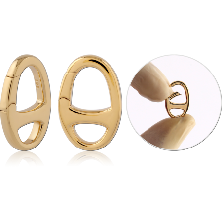 GOLD PLATED 18K STERLING SILVER 925 PENDANT OVAL GATE RING CHARM HOLDER