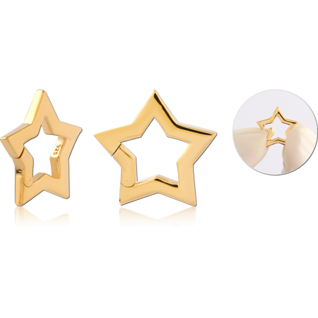 GOLD PLATED 18K STERLING SILVER 925 PENDANT STAR GATE RING CHARM HOLDER