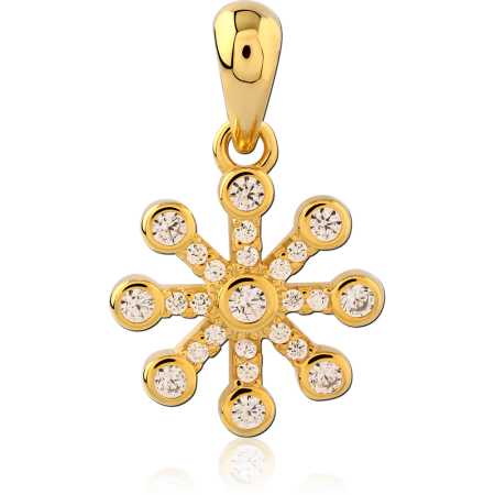 GOLD PLATED 18K STERLING SILVER 925 PENDANT SNOWFLAKE CLUSTER GEM ACCENTS