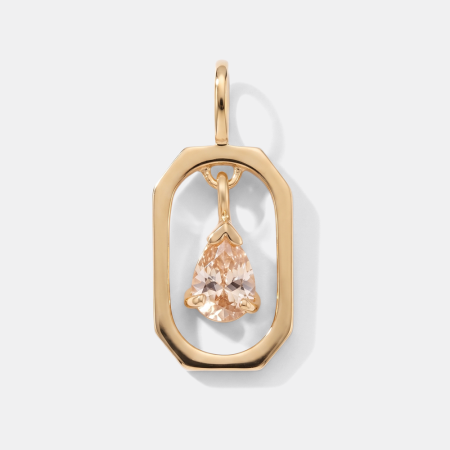 GOLD PLATED 18K STERLING SILVER 925 PENDANT OCTAGON FRAME WITH TEARDROP GEM DANGLE