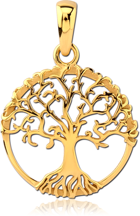 GOLD PVD COATED SURGICAL STEEL PENDANT - TREE OF LIFE