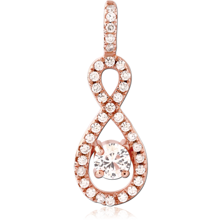 ROSE GOLD PLATED STERLING SILVER 925 PENDANT INFINITY LOOP PAVE WITH CENTER GEM