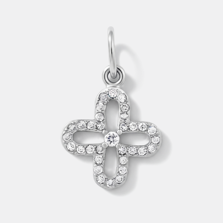 STERLING SILVER 925 PENDANT JEWELED QUATREFOIL FLOWER WITH CENTER STONE