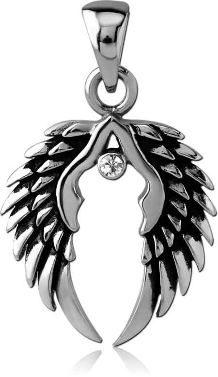 SURGICAL STEEL JEWELED PENDANT - WINGS