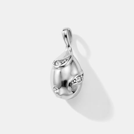 316L SURGICAL STEEL PENDANT TEARDROP SWIRL DESIGN WITH CLEAR GEM ACCENTS
