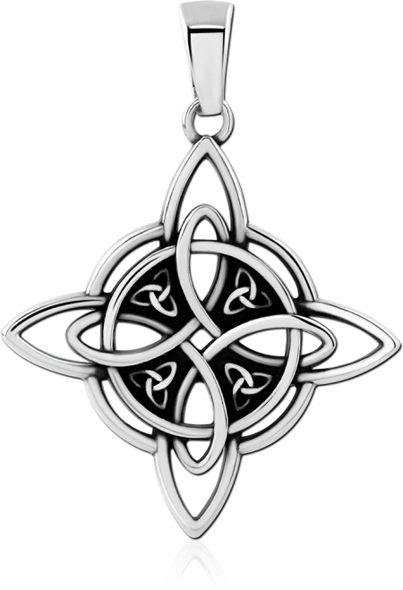 316L SURGICAL STEEL PENDANT CELTIC KNOT MEDALLION WITH TRIQUETRA DETAILS
