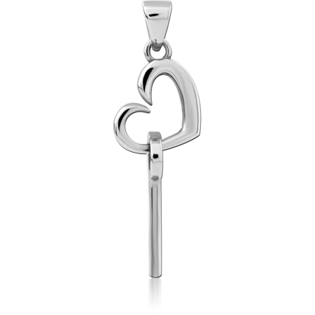 316L SURGICAL STEEL PENDANT OPEN HEART KEY