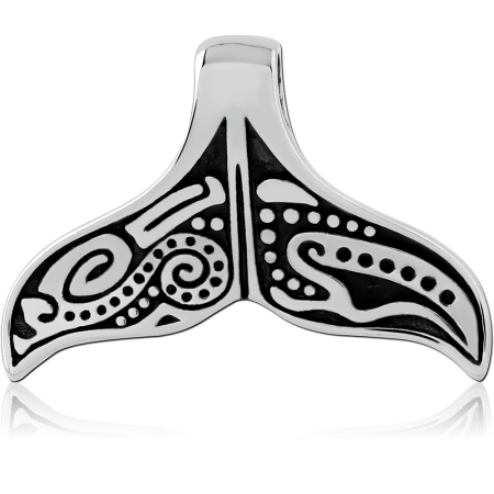 316L SURGICAL STEEL PENDANT WHALE TAIL BLACK INLAY