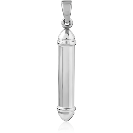 316L SURGICAL STEEL PENDANT POLISHED CYLINDRICAL BAR WITH DOMED END CAPS