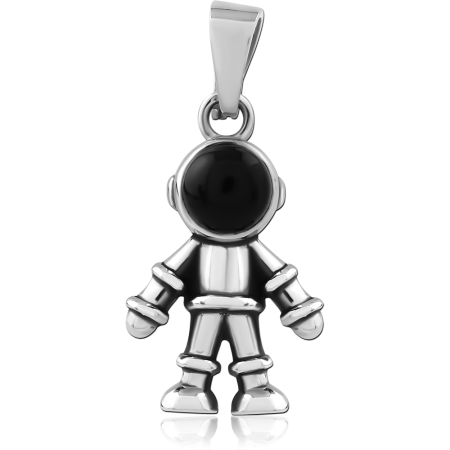 316L SURGICAL STEEL PENDANT ASTRONAUT WITH BLACK VISOR AND SUIT DETAILING