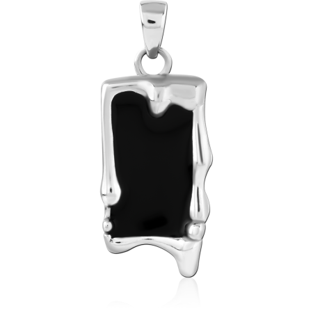 316L SURGICAL STEEL PENDANT RECTANGULAR BLACK INLAY WITH MELTED FRAME