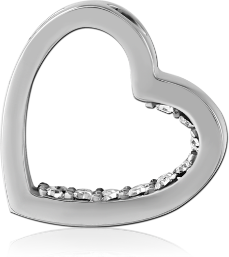 316L SURGICAL STEEL PENDANT OPEN HEART PARTIAL INNER ROW CLEAR GEMS