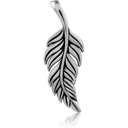 316L SURGICAL STEEL PENDANT DETAILED FEATHER PLUME CURVED QUILL POLISHED FINISH