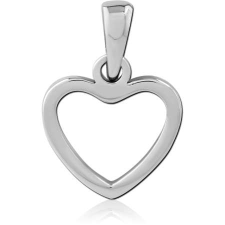 316L SURGICAL STEEL PENDANT OPEN HEART OUTLINE POLISHED HOLLOW CENTER DESIGN