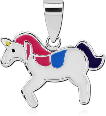 STERLING SILVER 925 PENDANT WITH ENAMEL - UNICORN